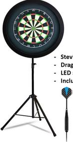Dartsbord op statief met LED verlichting, Sport en Fitness, Darts, Ophalen, Gebruikt, Dartbord