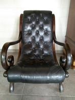 Vintage zwart lederen relax zetel, Enlèvement, Utilisé, Cuir, 50 à 75 cm