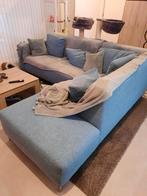 Blauwe zetel met longchair, Enlèvement, Utilisé, Tissus, 200 à 250 cm