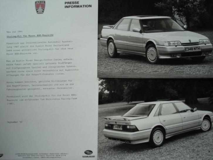 Rover 800/200/TWR 1987 Brochure Prospekt press photos LOT, Boeken, Auto's | Folders en Tijdschriften, Gelezen, Overige merken