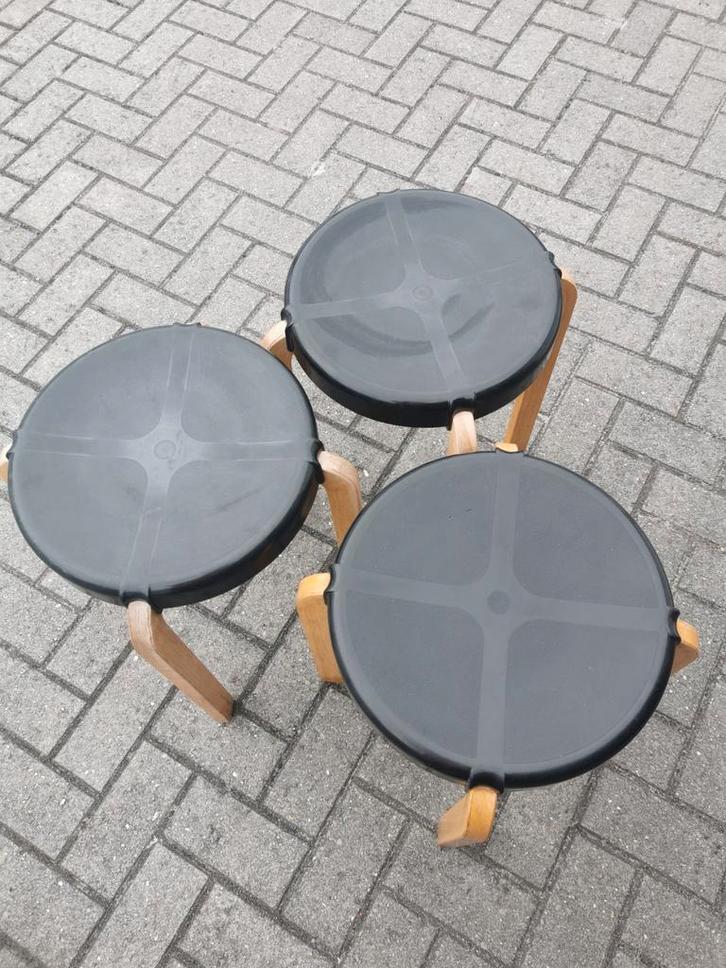 Vintage set van 3, Antiek en Kunst, Antiek | Meubels | Stoelen en Sofa's, Ophalen of Verzenden