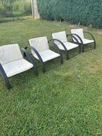 4 chaises de jardin + coussins, Tuin en Terras, Tuinstoelen, Ophalen, Gebruikt, Kunststof, Stapelbaar