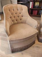 2 fauteuils crapaud en velours doré / beige, Enlèvement, Moins de 75 cm, Tissus, 75 à 100 cm