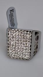Roestvrijstalen damesring - Briljante strass steentjes - Nie, Handtassen en Accessoires, Ringen, 20 of groter, IJzer of Staal