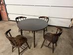 Houten Tafel met vier stoelen, Huis en Inrichting, Stoelen, Ophalen, Gebruikt, Bruin, Vier