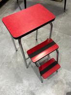Table escabeau vintage en chrome – Formica rouge, Enlèvement