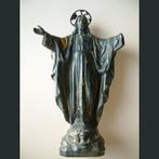 Oud beeldje van Heilig Hart gesigneerd D.S.R. XIXe eeuw, Antiek en Kunst, Antiek | Religieuze voorwerpen, Ophalen of Verzenden