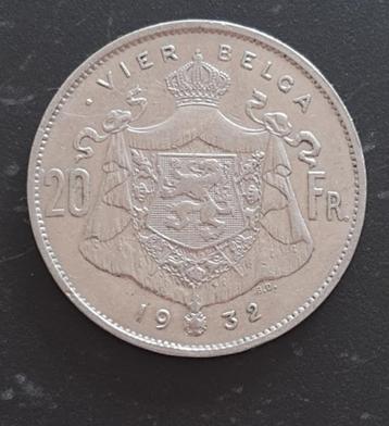 België 20 francs 1932 VIER BELGA beschikbaar voor biedingen