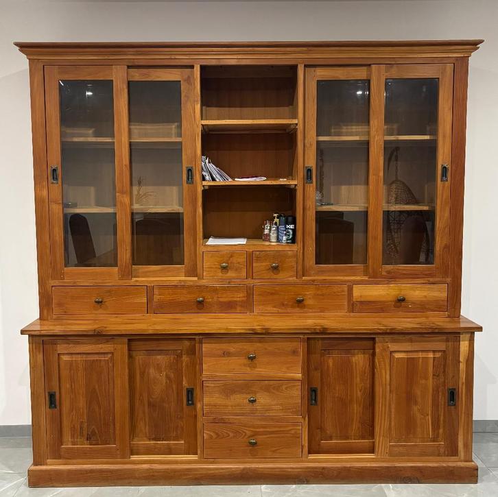 compleet eetkamer eik  handgemaakte, Huis en Inrichting, Complete eetkamers, Zo goed als nieuw, 8 stoelen of meer, Ophalen