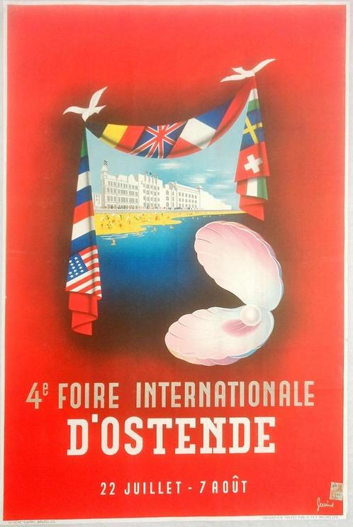 4de internationale Foire d'Ostende 1950, Antiek en Kunst, Kunst | Litho's en Zeefdrukken, Ophalen of Verzenden