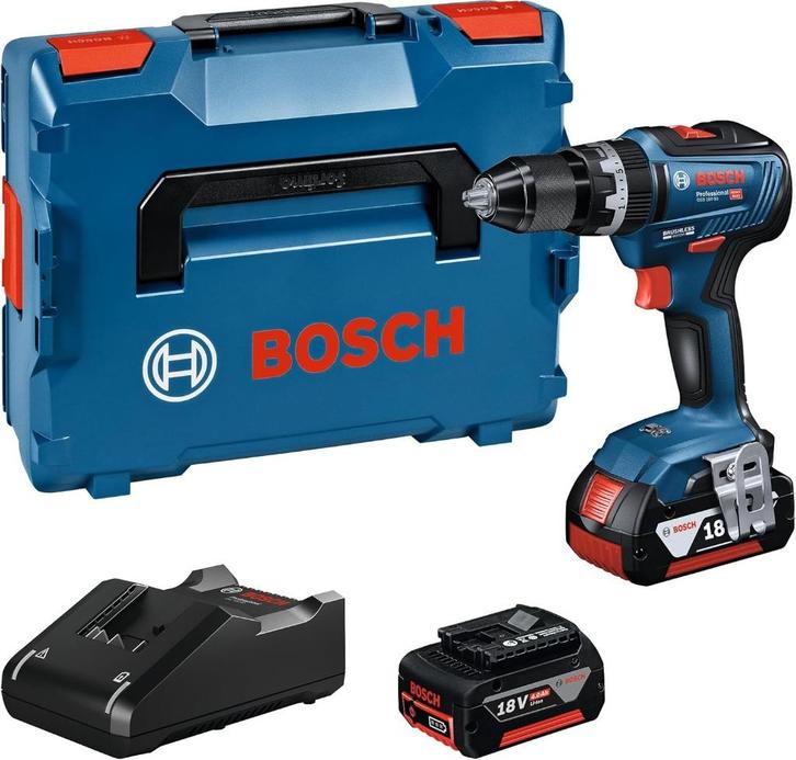 Bosch GSB 18V-55 Schroef-boormachine + 2 x 4Ah batterijen, Doe-het-zelf en Bouw, Gereedschap | Boormachines, Nieuw, Boor- en Schroefmachine