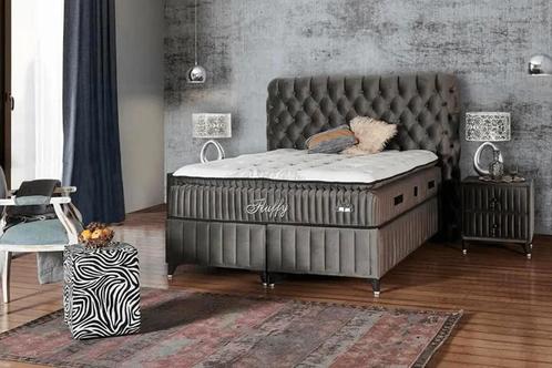 NIEUW Boxspringbed 160x200, Huis en Inrichting, Slaapkamer | Bedden, Nieuw, Twijfelaar, 160 cm, 200 cm, Grijs, Ophalen