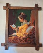 Geborduurd schilderij Meisje met boek De Leesstoel Lezend, Maison & Meubles, Accessoires pour la Maison | Décorations murale, Comme neuf