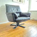 Leolux Cece Fauteuil op steren voet. Zwart leer, Ophalen, Gebruikt, 75 tot 100 cm, Metaal