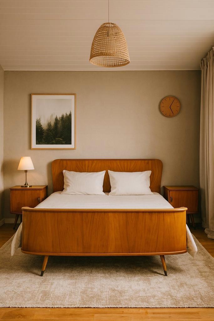 Chambre vintage scandinave 50/60 – lit + 2 tables de nuit, Maison & Meubles, Chambre à coucher | Chambres à coucher complètes