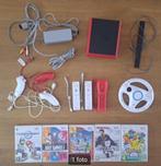 Nintendo Wii mini, 3 chuks, 3 controler, wheel, 5 spel, Games en Spelcomputers, Ophalen, Zo goed als nieuw