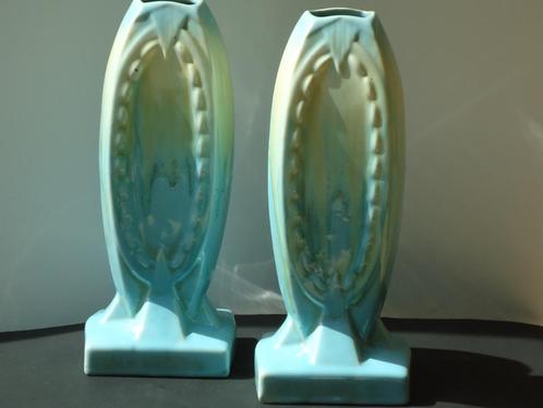 2x vase ancien THULIN turquoise dripglaze ca1920 Art Nouveau, Antiquités & Art, Antiquités | Céramique & Poterie, Enlèvement ou Envoi