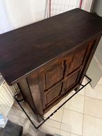 Bar haut brun chêne foncé avec rangement, Huis en Inrichting, Ophalen, Met plank(en), 100 tot 150 cm, 100 tot 150 cm