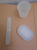 nieuw set tandenborstelkistje, zeepdoosje en beker witte pvc, Ophalen of Verzenden, Nieuw