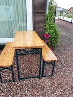 Houten set bankjes en tafel tuinset, Tuin en Terras, Ophalen, Zo goed als nieuw