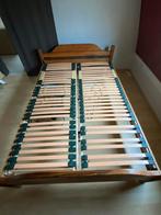 bed met lattenbodem, Huis en Inrichting, Slaapkamer | Bedden, Ophalen, Bruin, Vintage, 140 cm