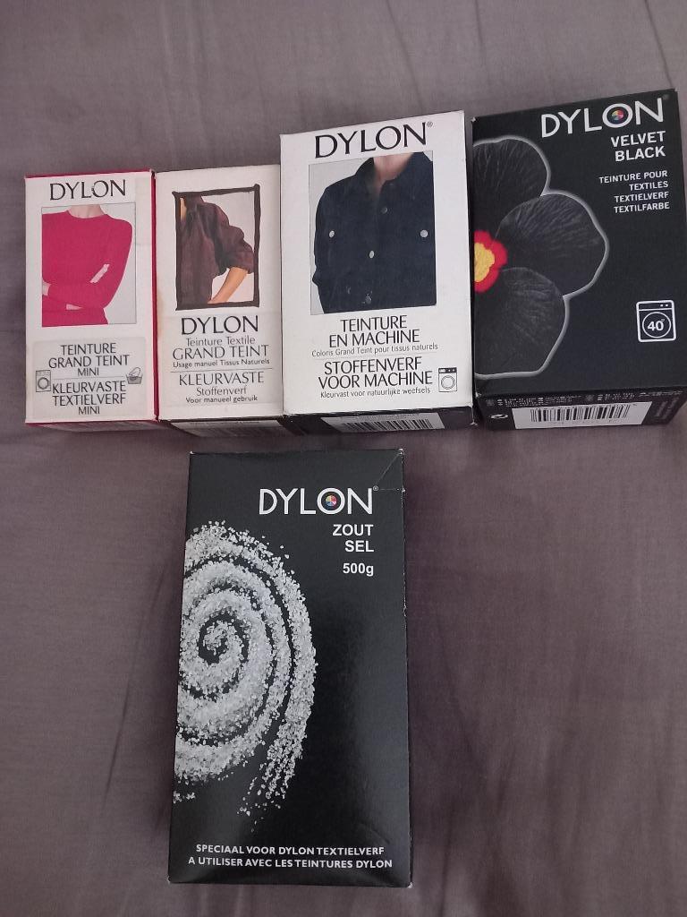 ② Lot de Teinture Dylon pour vêtements +sel Dylon — Tissus