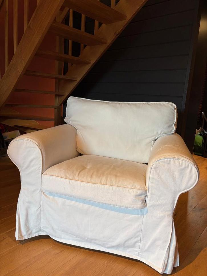 Fauteuil IKEA EKTORP (+ repose pied), Maison & Meubles, Fauteuils, Comme neuf, 75 à 100 cm, 100 à 125 cm, Enlèvement