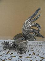 Figurine collerette coq métal argenté statuette coq 1950, Enlèvement ou Envoi, Comme neuf, Animal