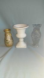 Ensemble de 3 petits vases, Enlèvement ou Envoi, Comme neuf, Blanc, Verre