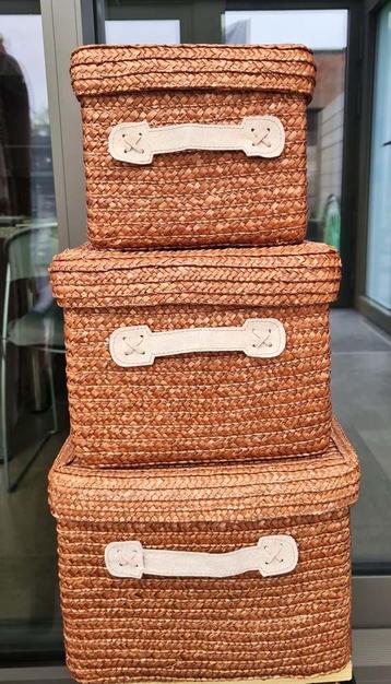 set van 3 rotan opbergmanden - perfecte staat -lees info aub beschikbaar voor biedingen