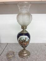 Lampe de table Limoges en porcelaine bleu cobalt - Vintage., Métal, Utilisé, Retro, Enlèvement ou Envoi