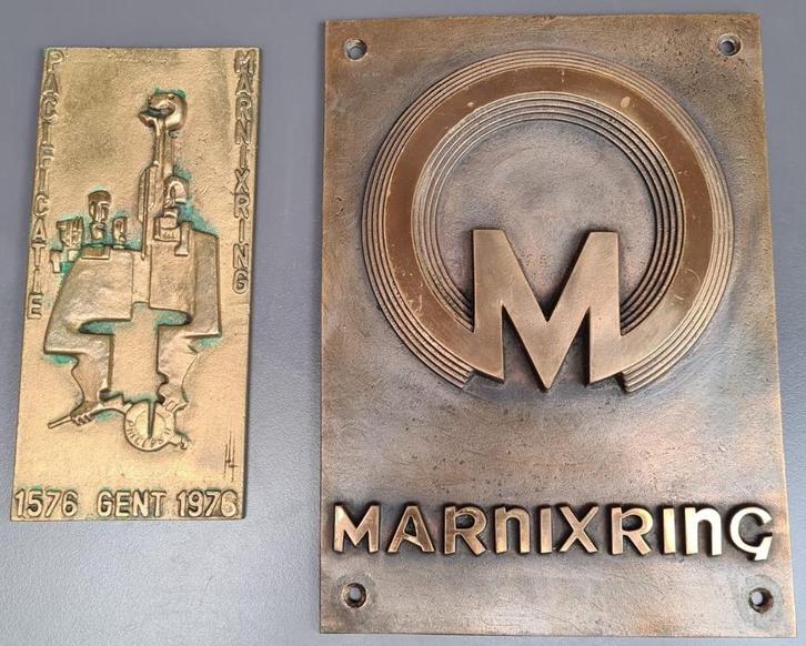 plaquettes Marnixring, Pacificatie Gent, Henri Lannoye, Antiek en Kunst, Antiek | Brons en Koper, Brons, Ophalen of Verzenden