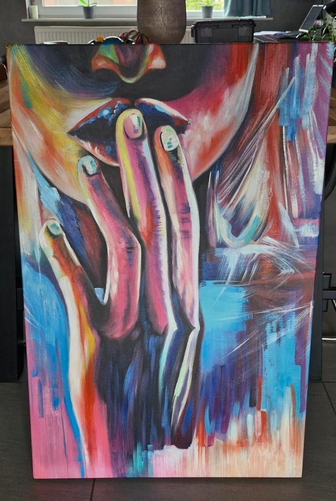 Figuratief schilderij De Vraag, Antiek en Kunst, Kunst | Schilderijen | Modern, Ophalen