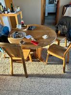 tafel rond hout en stoelen, Huis en Inrichting, Tafels | Eettafels, Ophalen, Rond