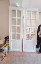 Antieke dubbele draaideuren, afgeschuinde beglazing, geresta, Ophalen