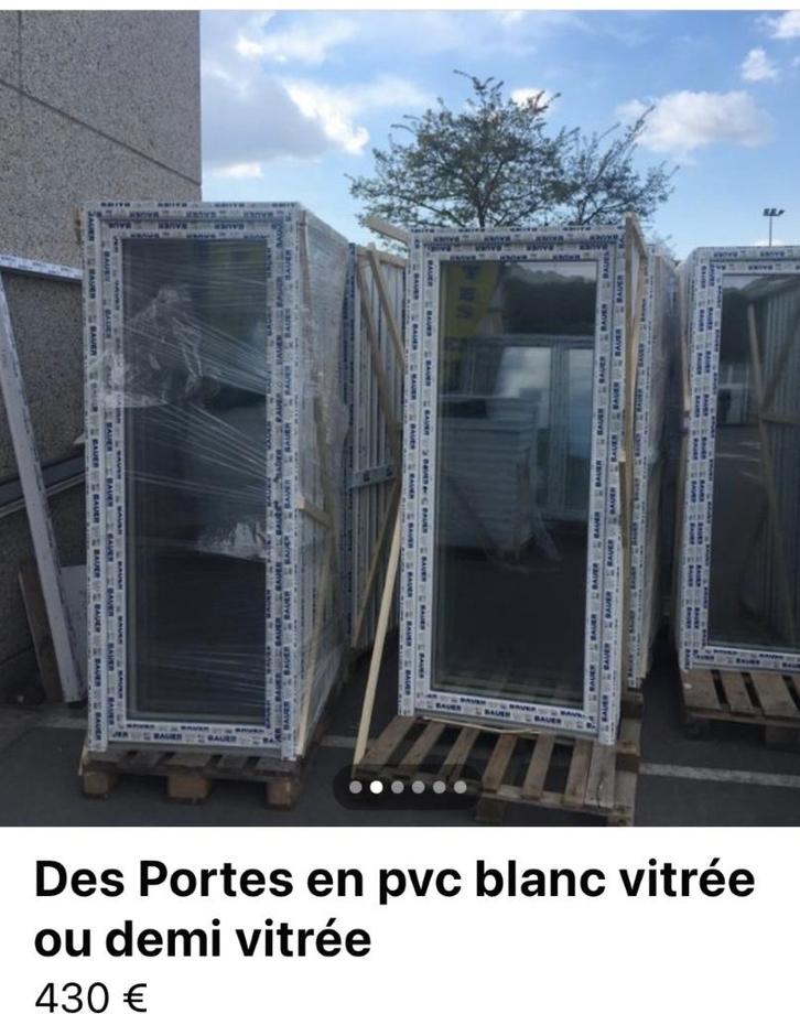 Porte en pvc blanc Vitre ou demie vitrée poignée compris, Bricolage & Construction, Fenêtres & Moustiquaires, Neuf, Verre, Bois