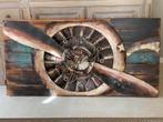 Schilderij 3D metaal op hout 140x70 Propeller, Ophalen