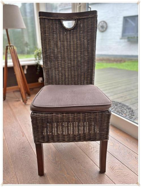 ROTIN DESIGN - ENSEMBLE DE 6 CHAISES « RACINE », Huis en Inrichting, Stoelen, Gebruikt, Vijf, Zes of meer stoelen, Hout, Riet of Rotan