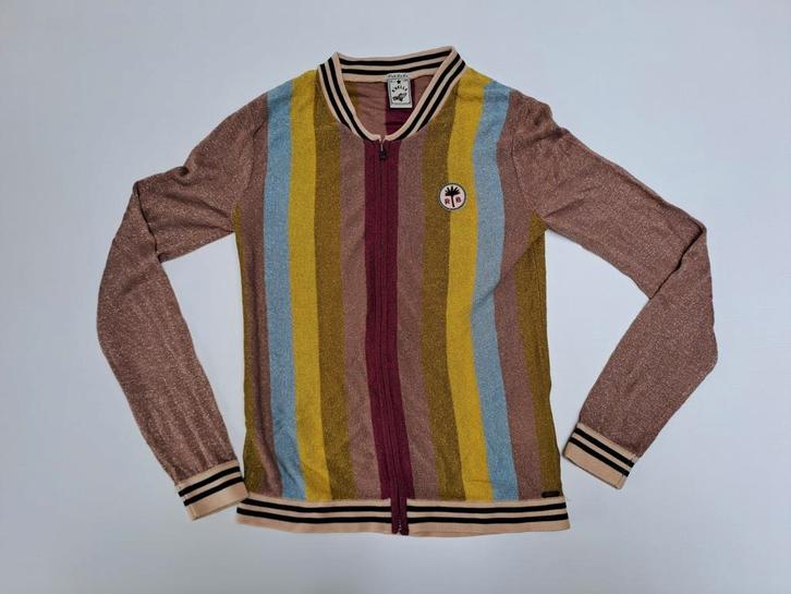 Mt 140 Veelkleurig gebreid zomerjasje met glinsters, Kinderen en Baby's, Kinderkleding | Maat 140, Zo goed als nieuw, Meisje, Jas