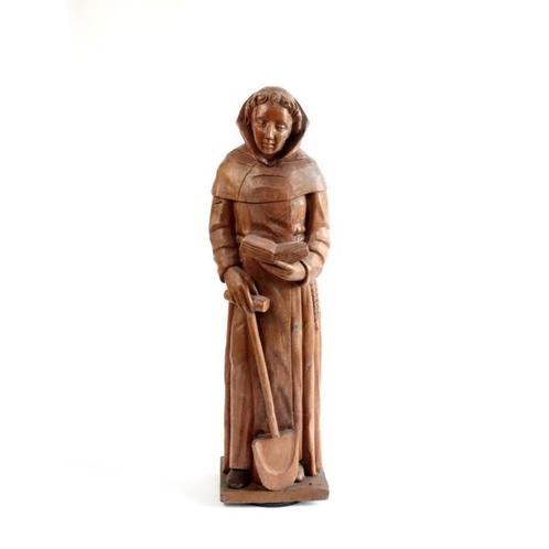 Grote sculptuur Sint Fiacre, Fiacrius, 19de eeuw, Antiek en Kunst, Antiek | Religieuze voorwerpen, Ophalen
