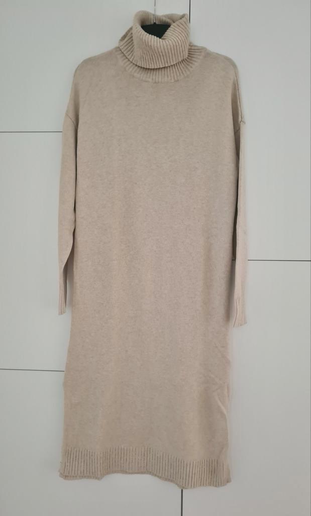 VILA gebreide beige jurk, maat L, Kleding | Dames, Jurken, Gedragen, Maat 42/44 (L), Beige, Onder de knie, Ophalen of Verzenden