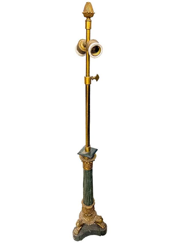 Lampe tripode en régule et laiton, Antiquités & Art, Antiquités | Éclairage, Enlèvement