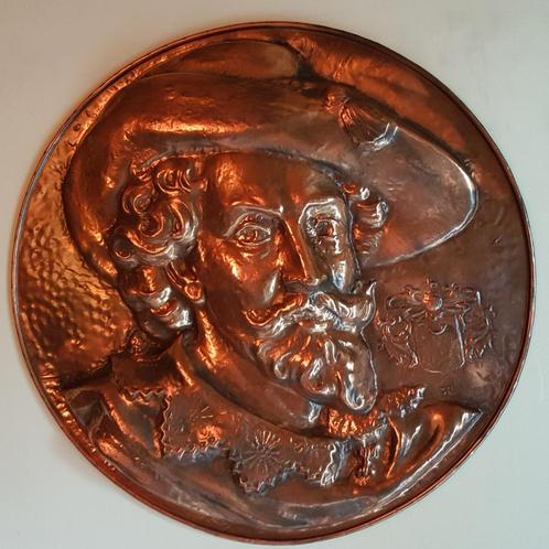 GRote Koperen Plakkaat Pieter Paulus Rubens 47 diameter, Antiquités & Art, Antiquités | Bronze & Cuivre, Cuivre, Enlèvement ou Envoi