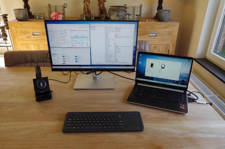 HP Laptop met scherm en headet, Computers en Software, Windows Laptops, Refurbished, 14 inch, SSD, 3 tot 4 Ghz, 8 GB, Azerty, Ophalen