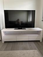 TV- meubel, wit gelakt, met 3 opberglades, 150cm, Ophalen, Overige materialen, Gebruikt, 100 tot 150 cm