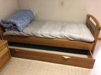 1-PERSOONSBED MET LADE+NACHTKAST+DEKBEDOVERTREK+KUSSEN/SLOOP, Ophalen, Eenpersoons, Beige, 200 cm