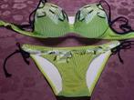 (63)- bikini femme t.XL noir vert - power flower -, Kleding | Dames, Ophalen of Verzenden, Zo goed als nieuw, Bikini, Groen