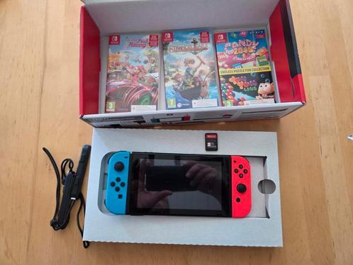 Nintendo switch set, Games en Spelcomputers, Spelcomputers | Nintendo Switch, Zo goed als nieuw, Switch 2019 Upgrade, Met 2 controllers