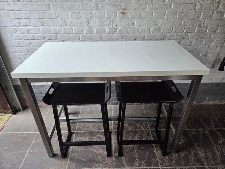 Hoge tafel Ikea met bijhorende krukken, Huis en Inrichting, Tafels | Statafels, Gebruikt, Ophalen