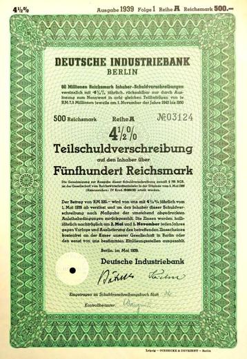 Deutsche Industriebank (IKB) 1939 beschikbaar voor biedingen